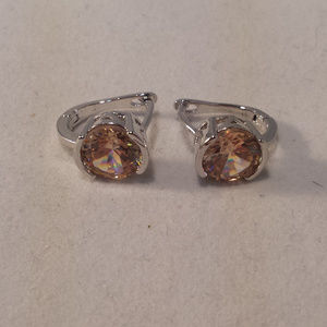 18K White Gold Filled Morganite Diamond Zircon Dangle Earrings 2.04ctw each Gift